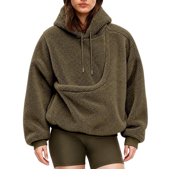 laqbezok Fleece Pet Hoodie Carrier, Women's Sweatshirt With Cat Dog Pouch, Cozy Hoodie With Pet Pouch & Large Pocket for Puppy Kitten Dogs Holder, Army Green L