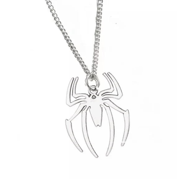 HOOUN 1PCS Men Women Spider Pendant Necklace Gothic Box Chain Charm Jewelry Gift-Silver A