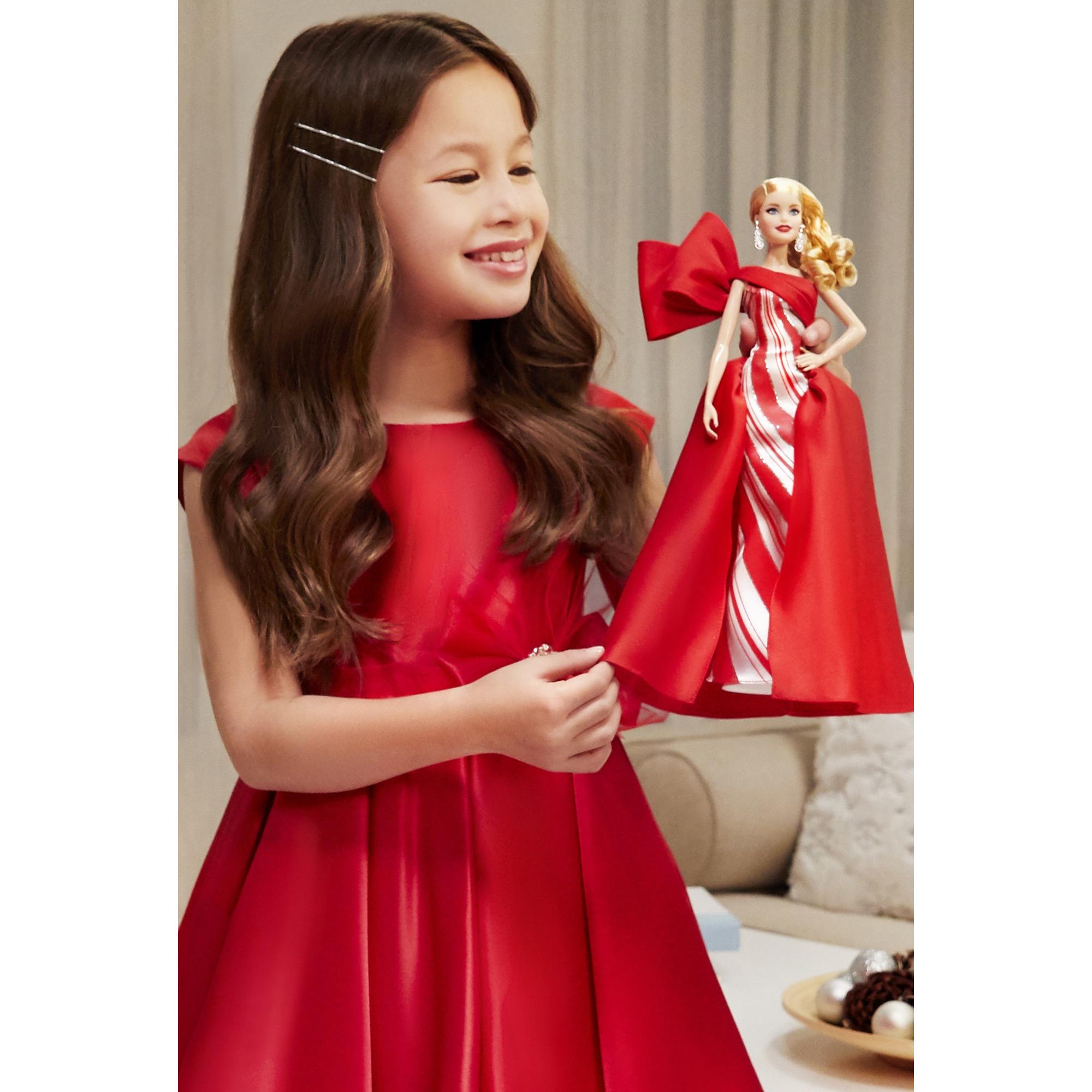 Barbie 2019 Holiday Doll, Blonde Curls with Red & White Gown - image 3 of 10