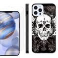 thumbnail image 1 of Slim Fit Protective Phone Case for Apple iPhone 12 / iPhone 12 Pro, with Tempered Glass Screen Protector, by OneToughShield ® - Grunge Skull, 1 of 3