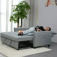thumbnail image 3 of Modern 3 in 1 Light Blue Velvet Sleeper Sofa Couch Bed with Storage Pockets, Convertible Loveseat Futon for Living Room, 3 of 6