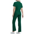 thumbnail image 4 of XUNKUSGA Womens Scrubs Skin-Friendly Soft Stretch V-Neck Short Sleeve Top and Loose Drawstring Pants Scrub Set with Multi Pockets Lightweight Breathable Scrubs for Women Set S-2XL Green, 4 of 5