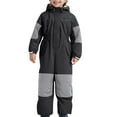 thumbnail image 3 of YunPes Kids Girls Snowsuit One Piece Fleece Lined Color Block Snow Ski Zip Up Hooded Jacket Winter Warm Windproof Jumpsuit, 3 of 9