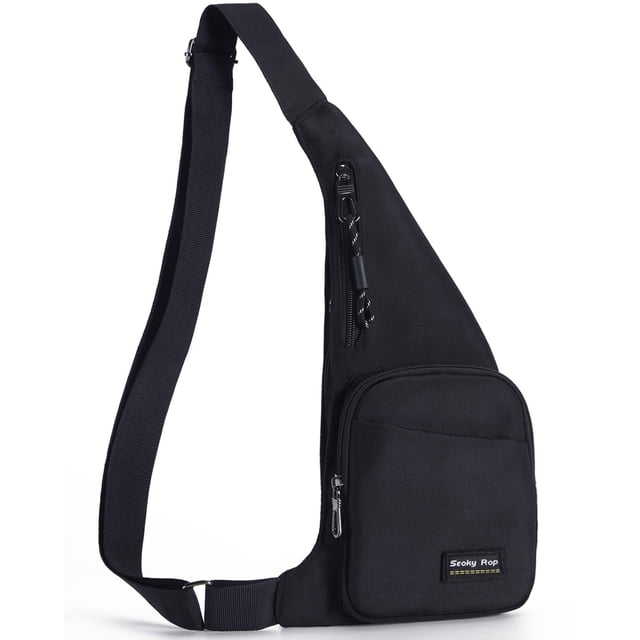 Bandolera Seoky Rop Slim impermeable para hombre y mujer, color negro