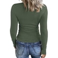 thumbnail image 2 of Women Casual Long Sleeve Tunic V-Neck Slim Fit T Shirts Basic Tee Tops Crew Neck Ribbed Knit Solid Shirt, 2 of 3