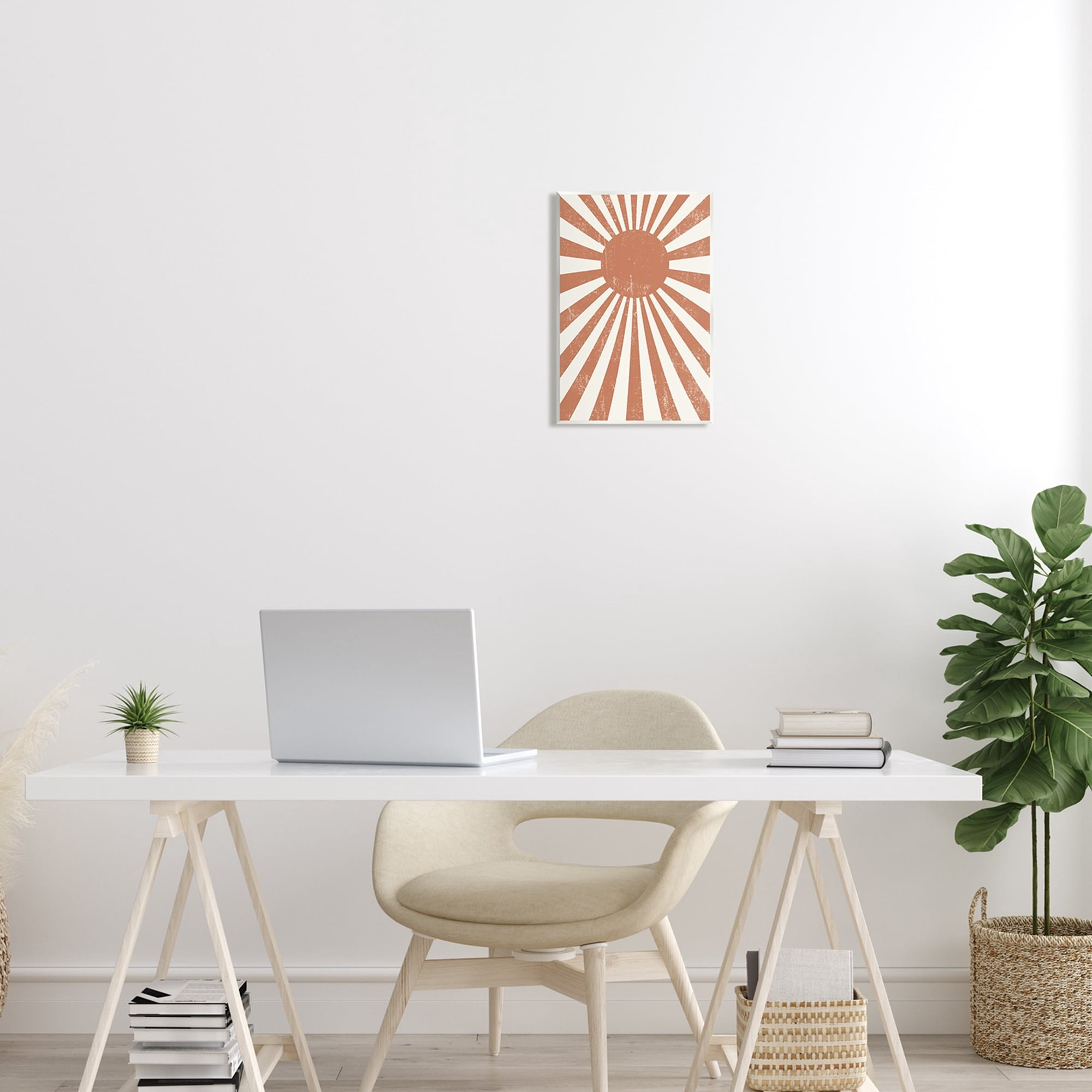 Stupell Industries Vintage Striped Sun Rays Beaming Weathered Design Graphic Art Unframed Art Print Wall Art, Design by Daphne Polselli