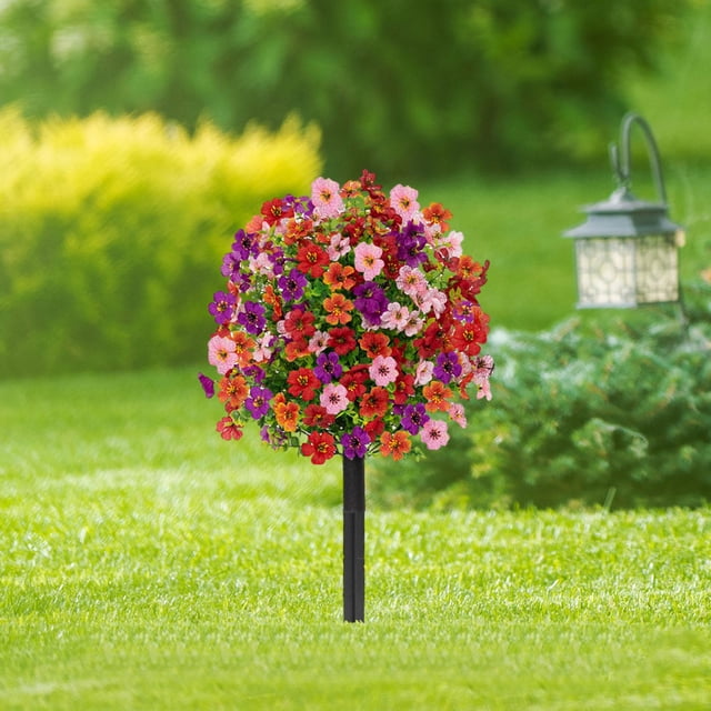 Decoraciones artificiales de jardín de flores de 24 para la cama de flores de la de patio PinkPurpleRoRange Red