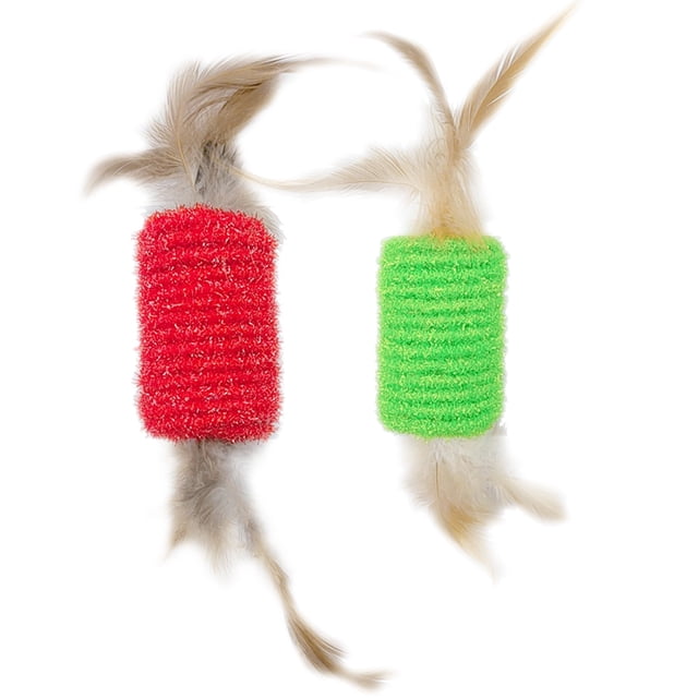 2PCS Fake Feather Cat Toy Interactive Cat Ball Toy Cat Playing Toy for Christmas