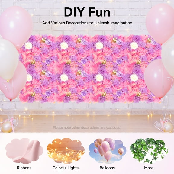 3D Flower Wall Panel 12Pcs White Artificial Flower Wall Background Silk Rose Mat for Wedding Sites Decor