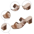 thumbnail image 3 of Rokment Ladies Metallic Chunky Block High Heels Slip on Open Back Dressy Sandals Business Office Leather Squaret Toe Slides Dress Pumps for Woman, 3 of 6