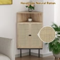thumbnail image 4 of Brafab 39 Inch 4-Tier Corner Cabinet with Two Handmade Natural Rattan Doors, Freestanding Corner Storage Cabinets, Corner Shelf, Corner Table for Small Spaces, Metal Legs, Natural, 4 of 8