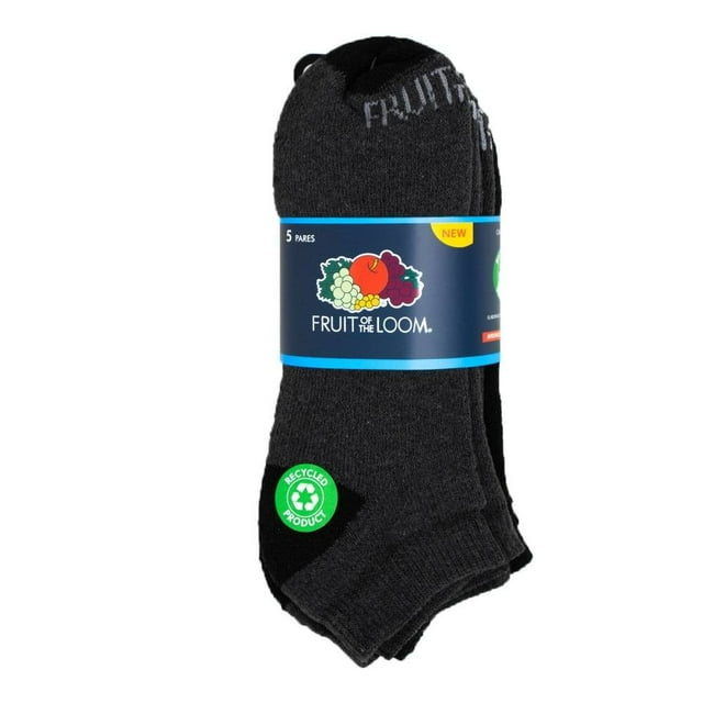 Tin Fruit Of The Loom para Hombre, Afelpado con Talones a Contraste Negro y Gris 5 Piezas Unitalla