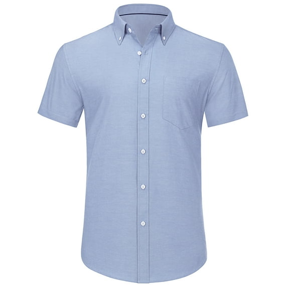 Jorlat Men's Short Sleeve Shirt Oxford Regular Fit Button Down Collar Shirts with Pocket