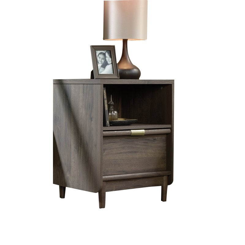 Sauder International Lux Industrial Nightstand, Fossil Oak Finish