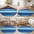 thumbnail image 4 of Round Area Rugs 6Ft, Mexican Style Non-Slip Washable Circle Rugs Carpet, Colorful Mexico Stripes Ombre Blue Indoor Outdoor Rug Floor Mats Throw Runner for Bedroom Living Room Bathroom, 4 of 8
