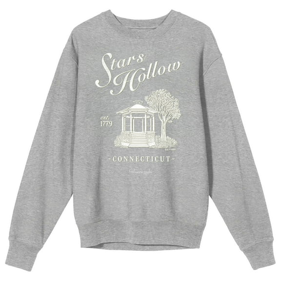 Gilmore Girls Stars Hollow Adult Heather Gray Crew Neck Sweatshirt-Medium
