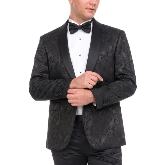Adam Baker Men's Floral Paisley Shawl Lapel Tuxedo Jacket Matching Bow Tie Included
