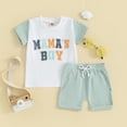 thumbnail image 2 of Bagilaanoe 2pcs Toddler Baby Girl Boy Shorts Set Short Sleeve Letter Print T Shirt Tops + Shorts 3M 6M 12M 18M 24M 3T Kids Casual Summer Clothes, 2 of 8