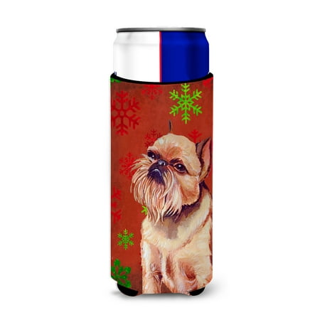 

Caroline s Treasures LH9314MUK Brussels Griffon Red and Green Snowflakes Holiday Christmas Ultra Hugger for slim cans