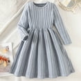 thumbnail image 2 of Karoyedx Fall Dresses for Baby Girls Knit Dresses Puff Long Sleeve Fall Winter Casual Holiday Sweater Dress Grey Size,2-3 Years, 2 of 9