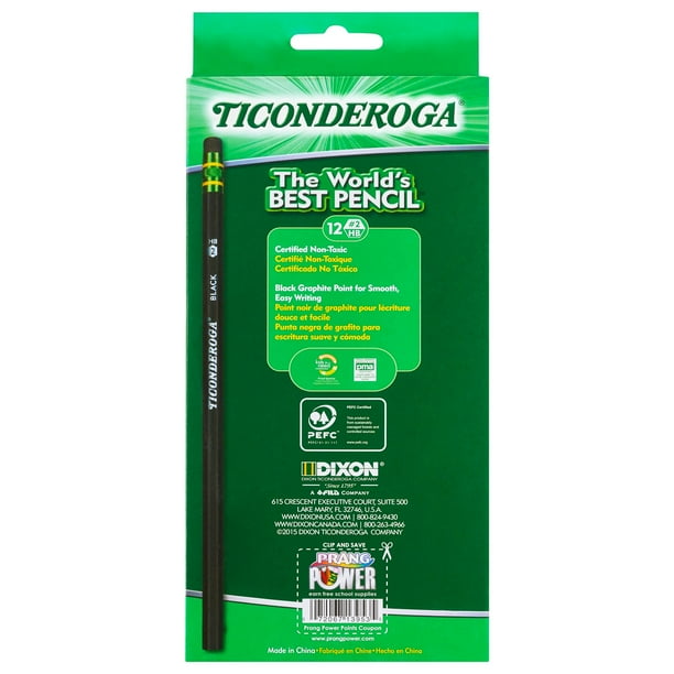 Ticonderoga Number 2 Soft Pencils, WoodCased Graphite Black Pencil, 12