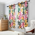 thumbnail image 2 of Yayeee Window Curtains Light Filtering 63"x42" Grommet Panel Pair Home Living Room Decor, Pink Floral Blooms, 2 of 7