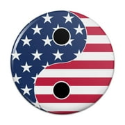 USA Patriotic Yin and Yang American Flag Pinback Button Pin