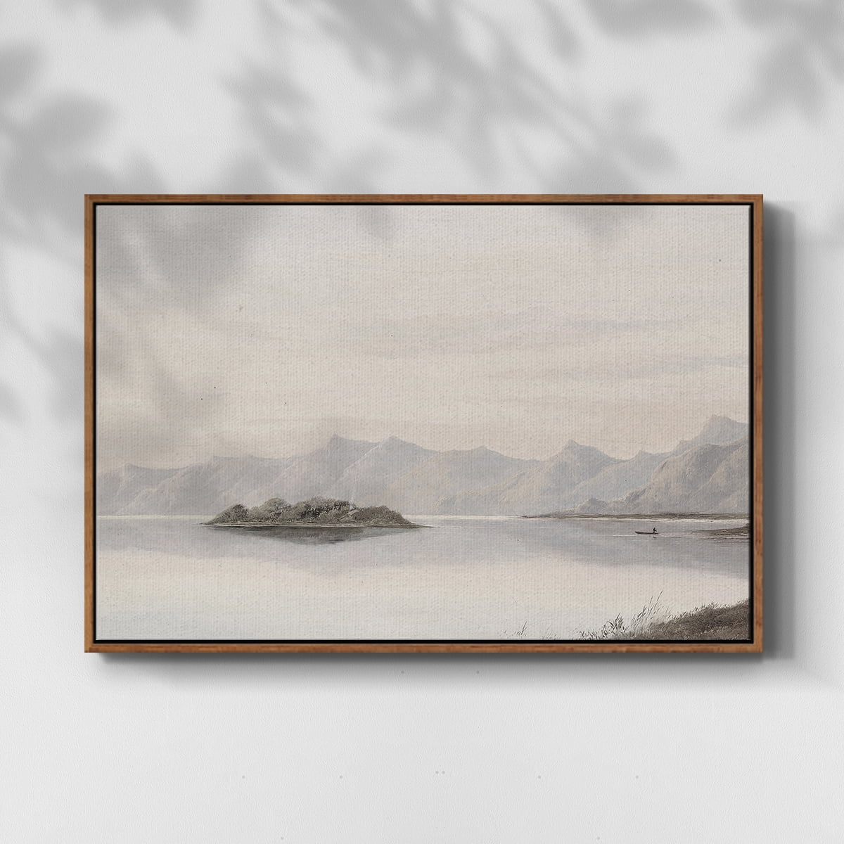 Vintage Landscape-MXI By Wexford Home Framed in Walnut Wood Gallery Wrapped Canvas 27 in. x 41 in.
