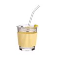 thumbnail image 2 of Taza de cristal de 350ml, taza de té de agua, taza de café resistente al calor con y tapa para bebidas, y adultos, té de la leche, agua, amarillo Macarena Taza de café, 2 of 8