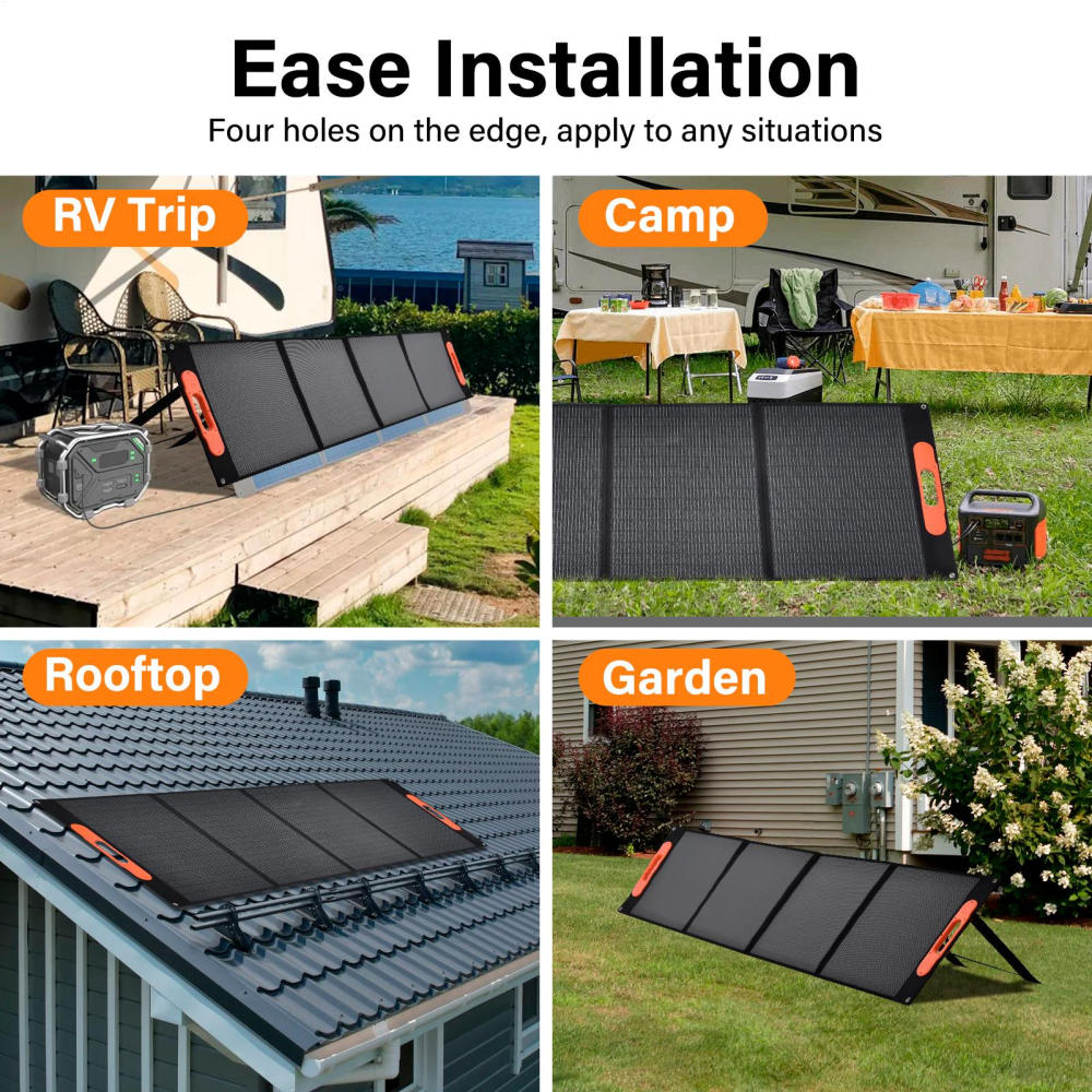 200W Foldable Solar Panel, 23.5% Efficient Monocrystalline Charger, IP65 Waterproof with Kickstands for RV Road Trips