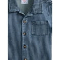 thumbnail image 6 of Wonder Nation Baby Boys Short Sleeve Striped Collared Button Top and Matching Shorts Set, Sizes 0/2M-24M, 6 of 7