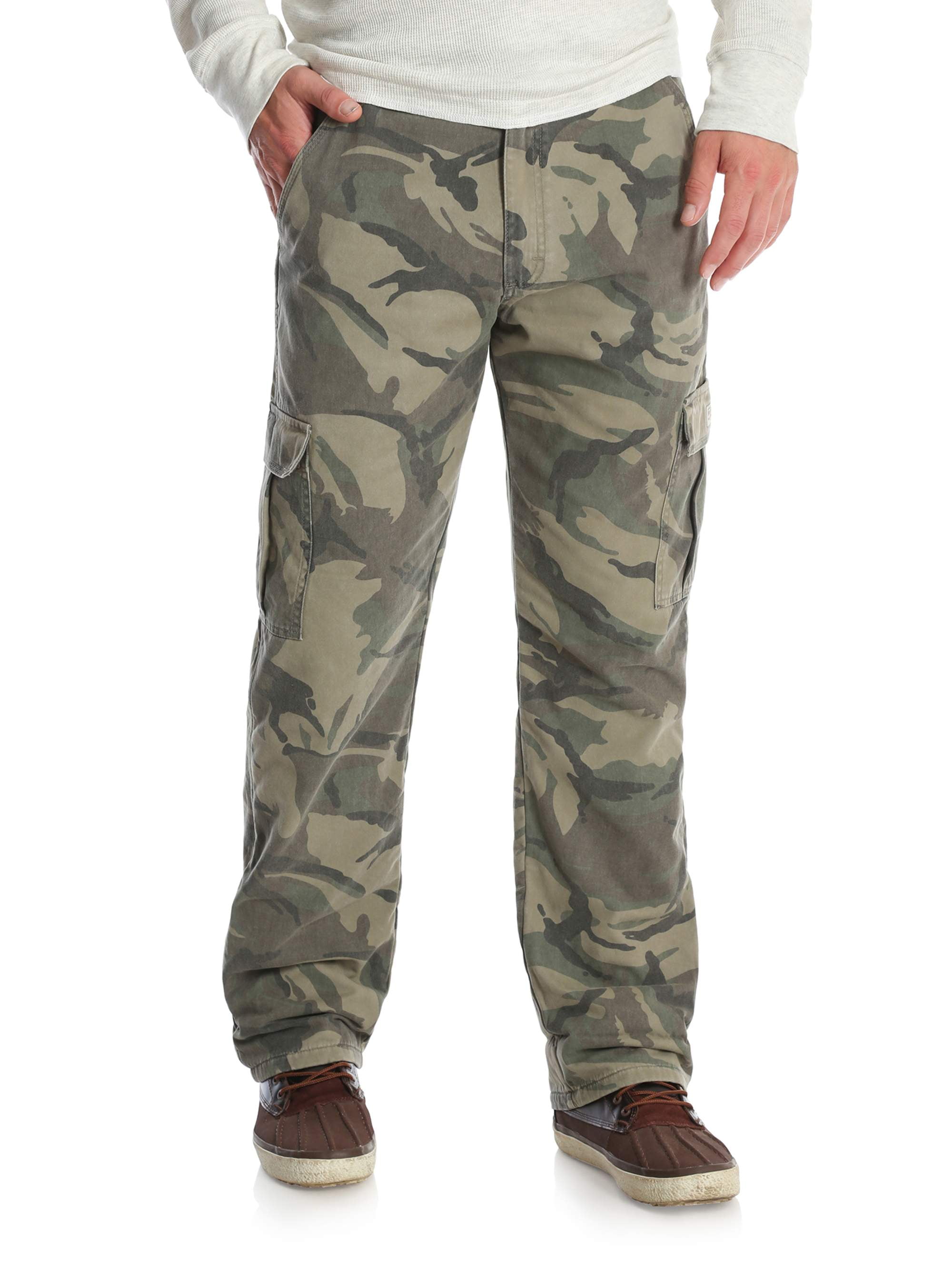 Men's Cargo Multi-pocket Pants Camouflage Fleeces Lined Thick Trousers Military 