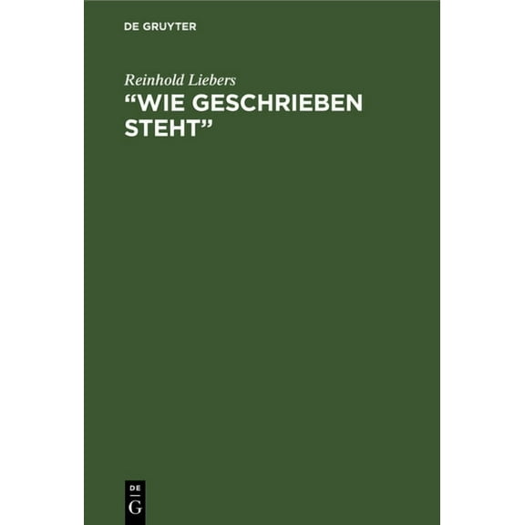 "Wie geschrieben steht" (Hardcover)