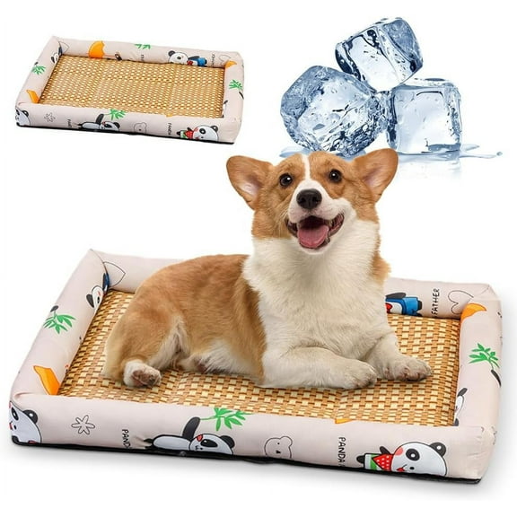 Natural Rattan Pet Cooling Bed - Breathable & Cool for Cats and Dogs