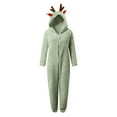 thumbnail image 5 of Otqutp Girls Christmas Fuzzy Jumpsuits Teen Kids Winter Warm Soft Fleece Onesie Plain Cute Hooded Front Zipper Bodysuit, 5 of 5