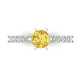 thumbnail image 2 of 1.05ct round cut yellow natural citrine 18k white gold Bridal Wedding Engagement Promise Anniversary Ring for Women size 11, 2 of 7