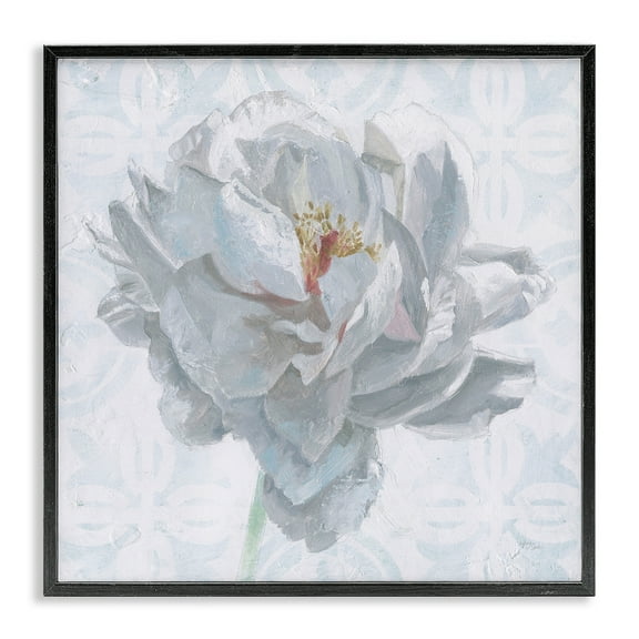 Stupell Industries White Sublime Peony Botanical & Floral Painting Black Framed Art Print Wall Art, 12 x 12