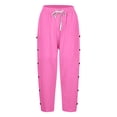 thumbnail image 6 of TGPMGRZ Linen Capri Pants for Girls Kids Fashion 2026 Button Side Elastic Waist Summer Beachwear Hot Pink 3-4 Years, 6 of 6