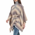 thumbnail image 5 of XFLWAM Women's Sweater Poncho Coat Shawl Wrap Poncho Cape Belt Gradient Cardigan Sweaters Open Front for Spring Winter Beige One Size, 5 of 7