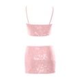 thumbnail image 4 of DHFJKG Skirt Sets Women 2 Piece Outfits Summer Sparkly Sequin Spaghetti Strap Camisole Crop Top Slim Fit Mini Bodycon Summer Night Out Trendy Outfit, 4 of 5