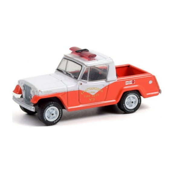 1967 Jeep Jeepster Commando - Chattanooga Rural Fire Dept. No. 3, White and Orange - Greenlight 30269/48 - 1/64 scale Diecast Model Toy Car