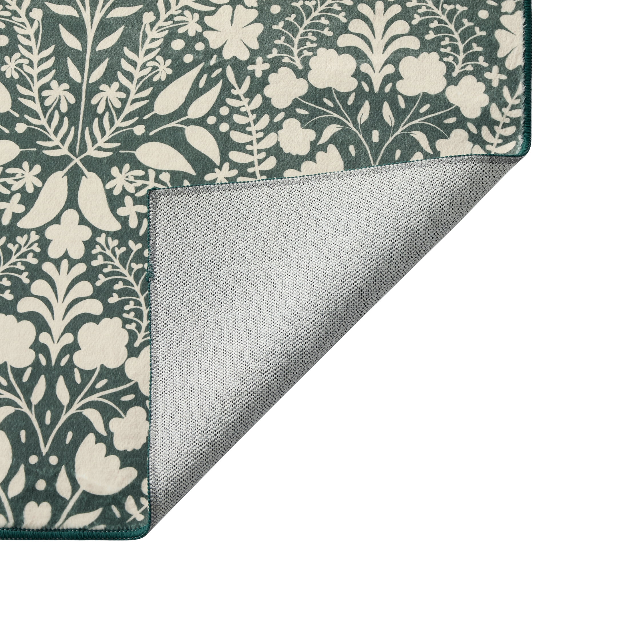 My Texas House Green Floral Faux Fur Washable Indoor Area Rug, 7'6" x 10'