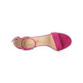 thumbnail image 4 of BLISSFUL STEP Women's Shoes Open Toe Mid Block Heel Ankle Strap Faux Suede Sandals Hot Pink 10, 4 of 7