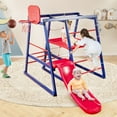 thumbnail image 6 of Gymax 7-In-1 Kids Indoor Playground w/ Slide Climbing Net Crowling Ladder Rope Ladder, 6 of 9