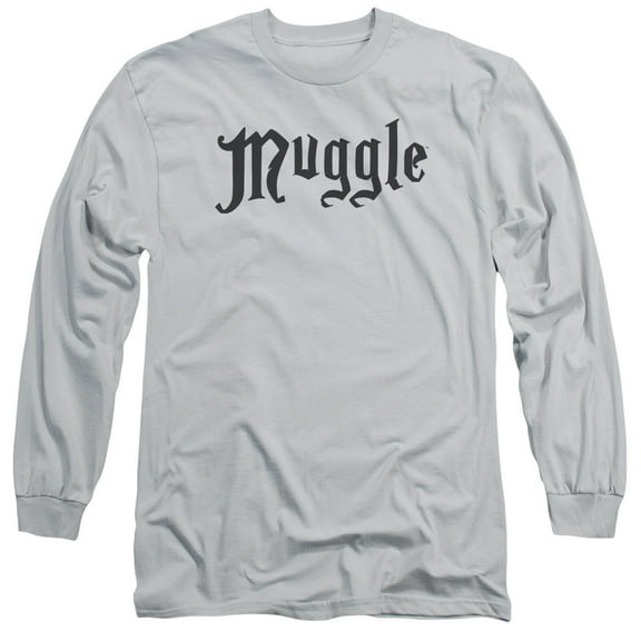 Harry Potter Muggle Long Sleeve Adult 18/1 T-Shirt Silver