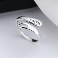 thumbnail image 4 of Faith Cross Sterling Silver Open Statement Rings Adjustable Minimalist Hope Love Eternity Wedding Band Promise Ring Wrap Finger Bands Fashion Jewelry Gifts for Women Men Xmas, 4 of 6