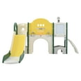 thumbnail image 3 of 9 in 1 Toddler Slide Playset Structure, Freestanding Castle Climbing Crawling Playhouse with Basketball Hoop, Indoor & Outdoor Toddler Playground Toddler Playset for Toddlers Age 1+, Yellow, 3 of 8