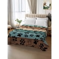 thumbnail image 2 of Green Brown Paw Print Queen Size Flat Sheet, Wrinkleproof & Fadeproof Cooling Flat Bed Sheet Only, Vintage Farmhouse Country Wooden Grain Breathable Soft Bedding Top Sheets 90 x 102 Inches, 2 of 8