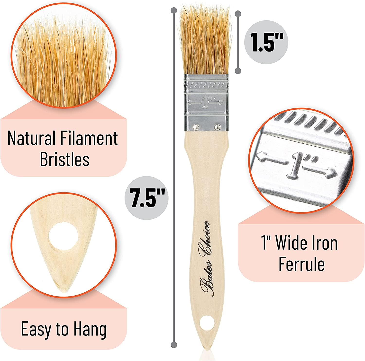 1 inch Natural Bristle Paint Brush Chip Brush, from Brush Man Inc.