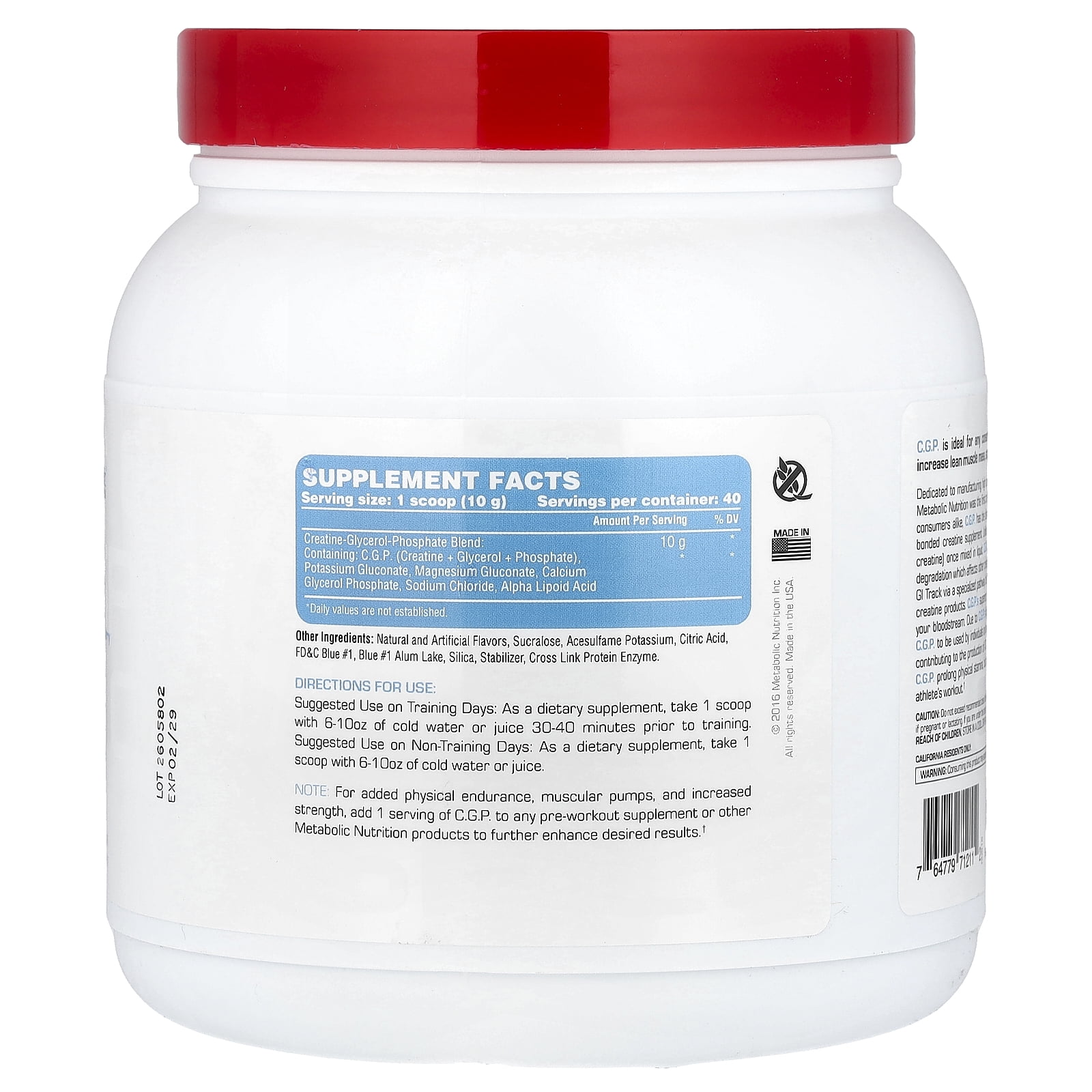 Metabolic Nutrition C.G.P.®, Blue Raspberry, 400 g